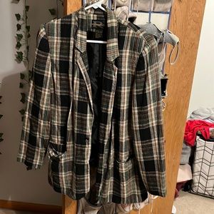 Requirements green & brown flannel blazer